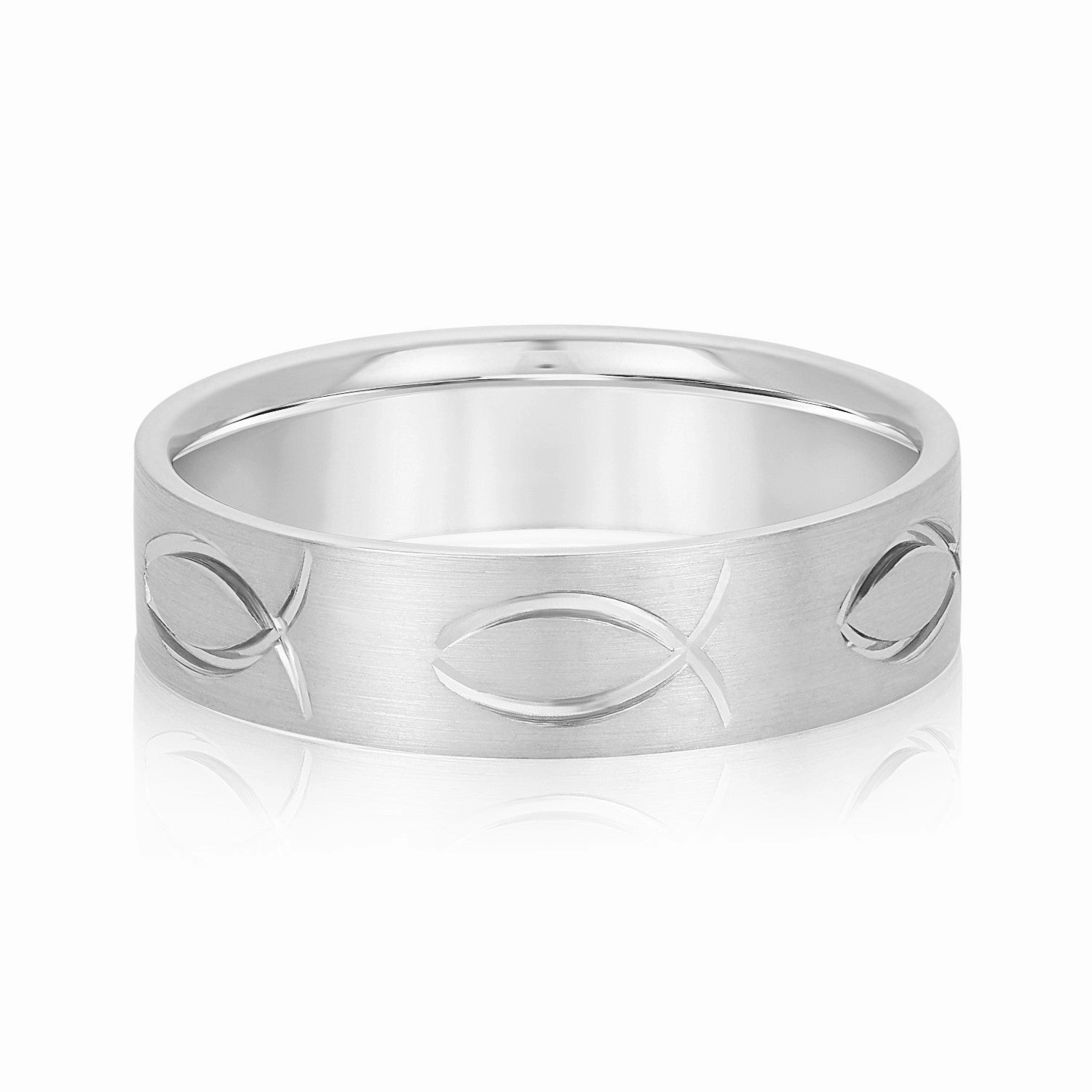 Ichthus Jesus Fish Inspired Men's Wedding Band