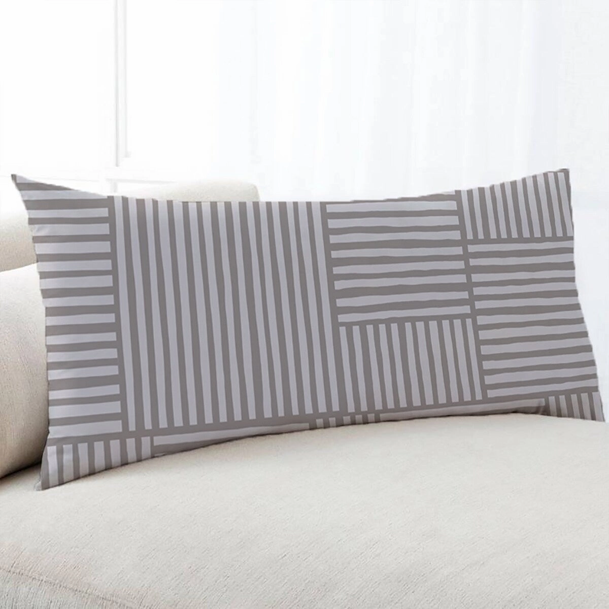 IDA TAUPE Body Pillow By Kavka Designs - Taupe, Ivory