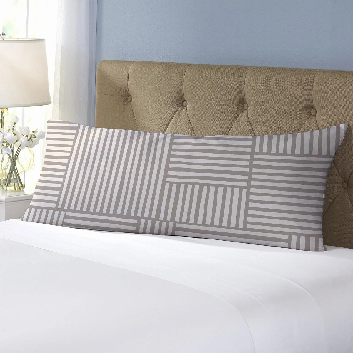 IDA TAUPE Body Pillow By Kavka Designs - Taupe, Ivory