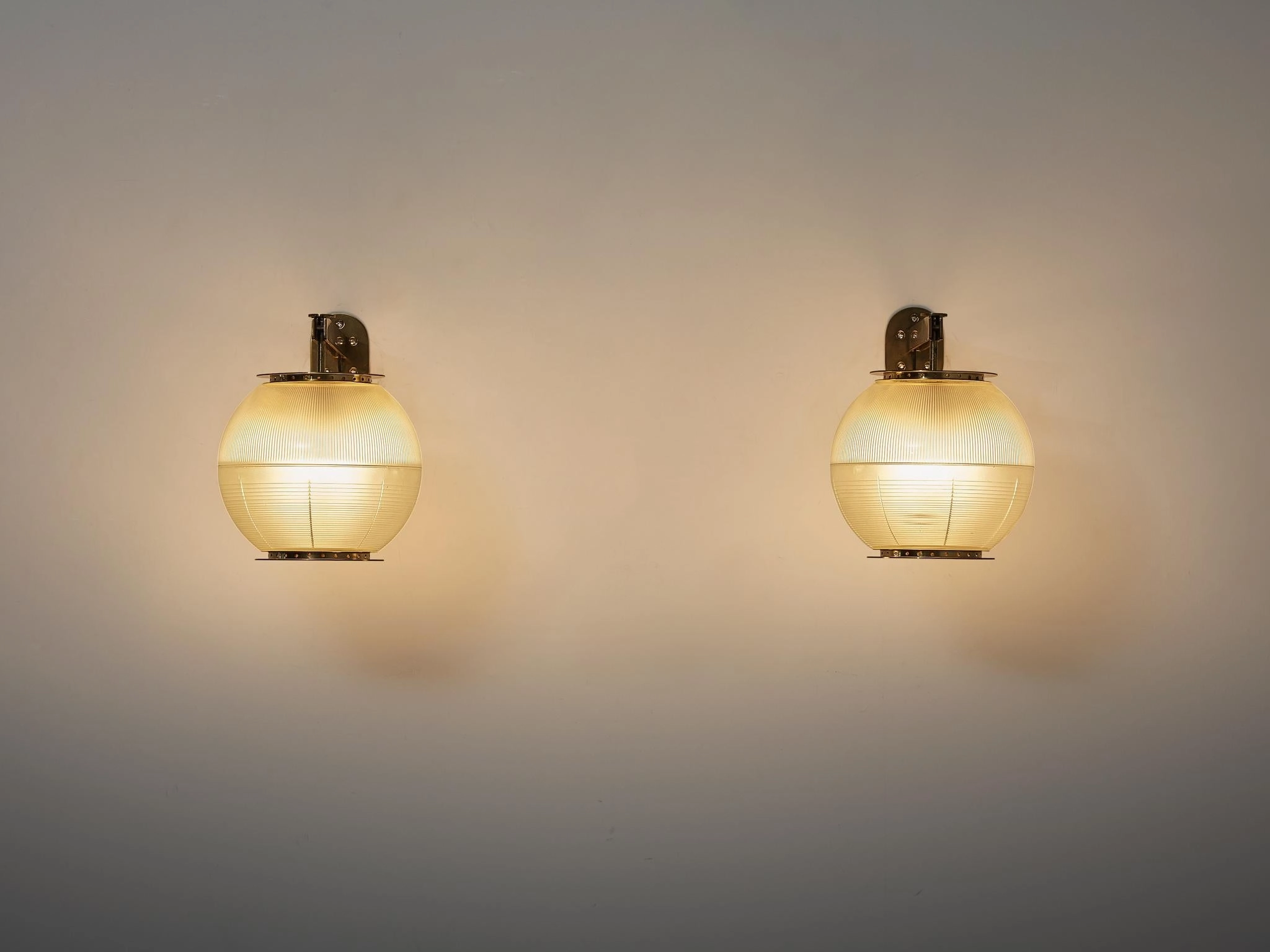 Ignazio Gardella for Azucena 'Doppio Vetro' Wall Lights in Glass and Brass