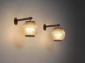 Ignazio Gardella for Azucena 'Doppio Vetro' Wall Lights in Glass and Brass Knife Set,Kitchen Knives