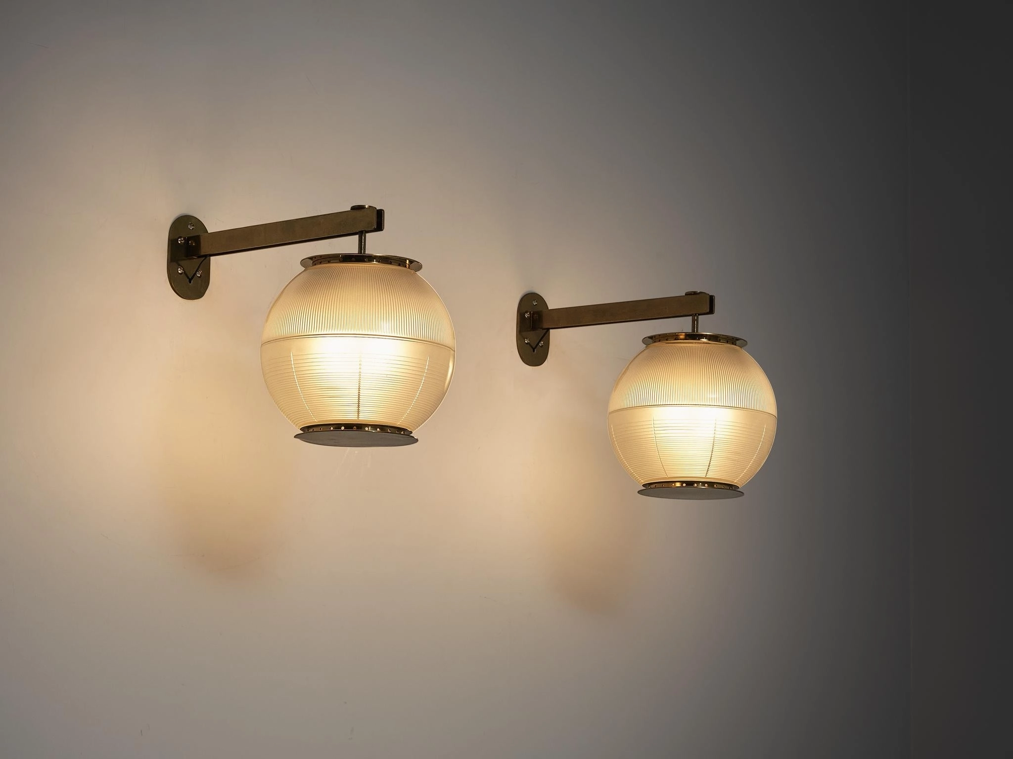 Ignazio Gardella for Azucena 'Doppio Vetro' Wall Lights in Glass and Brass Knife Set,Kitchen Knives