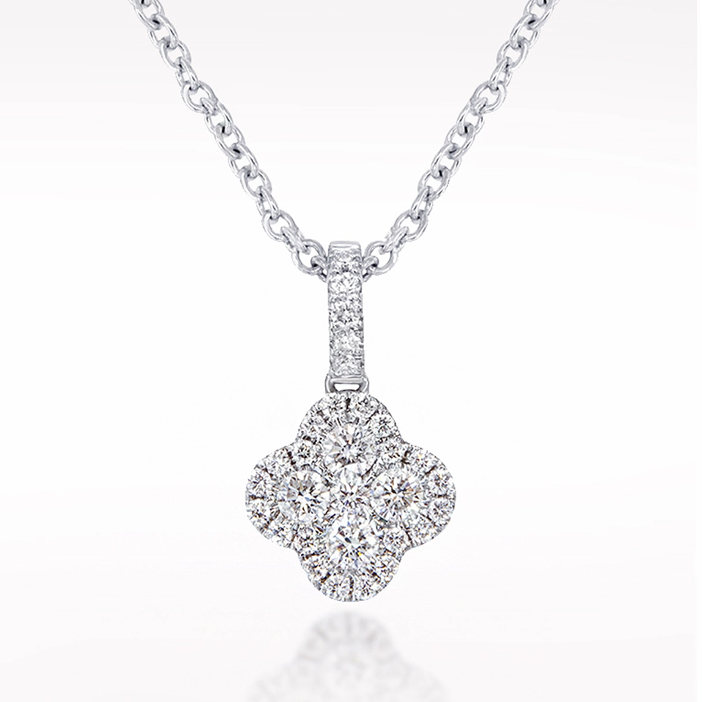 Illusion 0.28ct Diamond White Gold Necklace