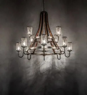 Industrial Steel Barrel Stave Chandelier patio chat set, outdoor furniture set