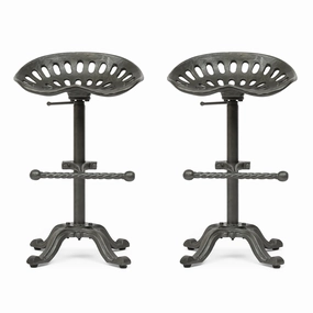 Industrial Handcrafted Cast Iron Saddle Seat Barstool - NH787413 patio chairs, outdoor seating