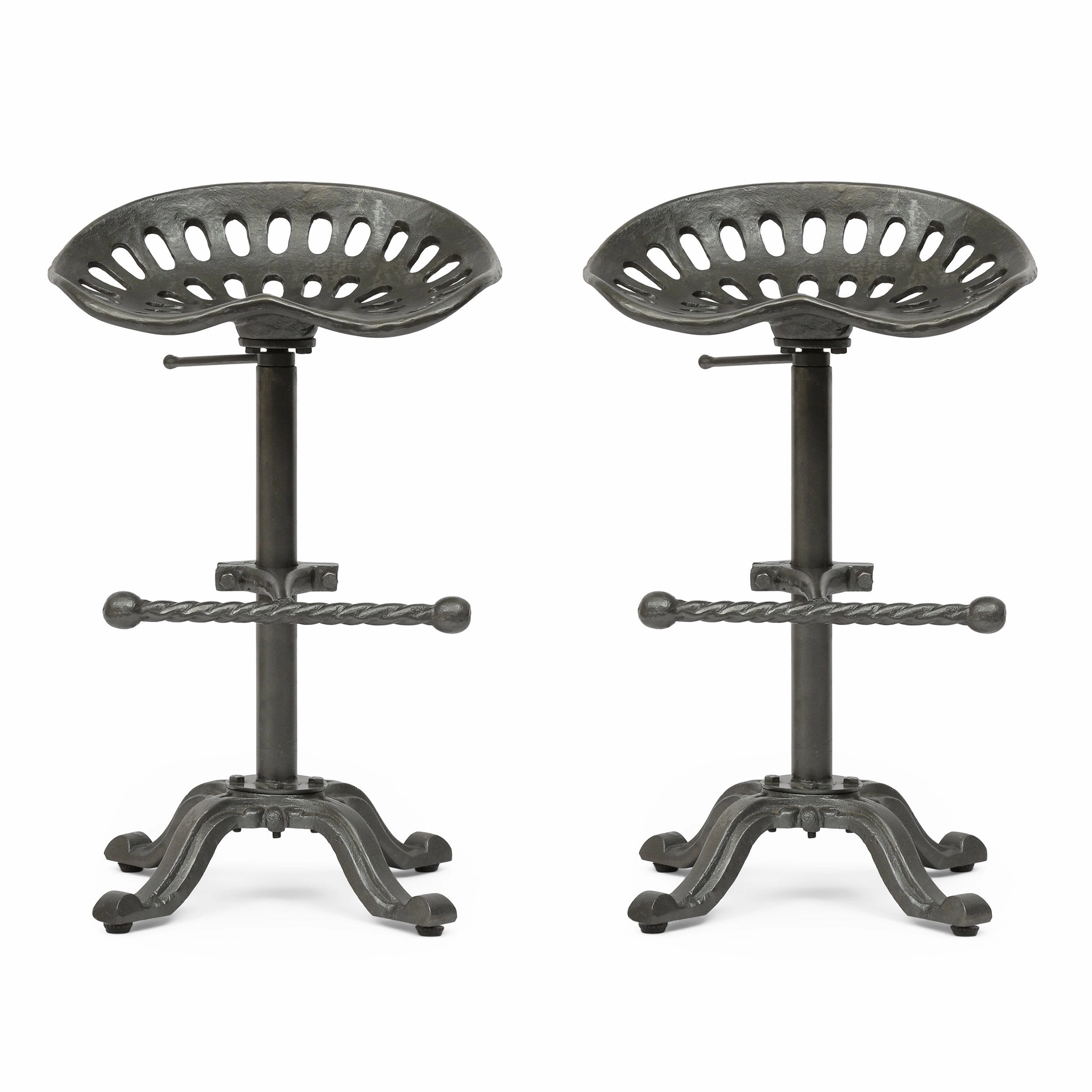 Industrial Handcrafted Cast Iron Saddle Seat Barstool - NH787413 patio chairs, outdoor seating