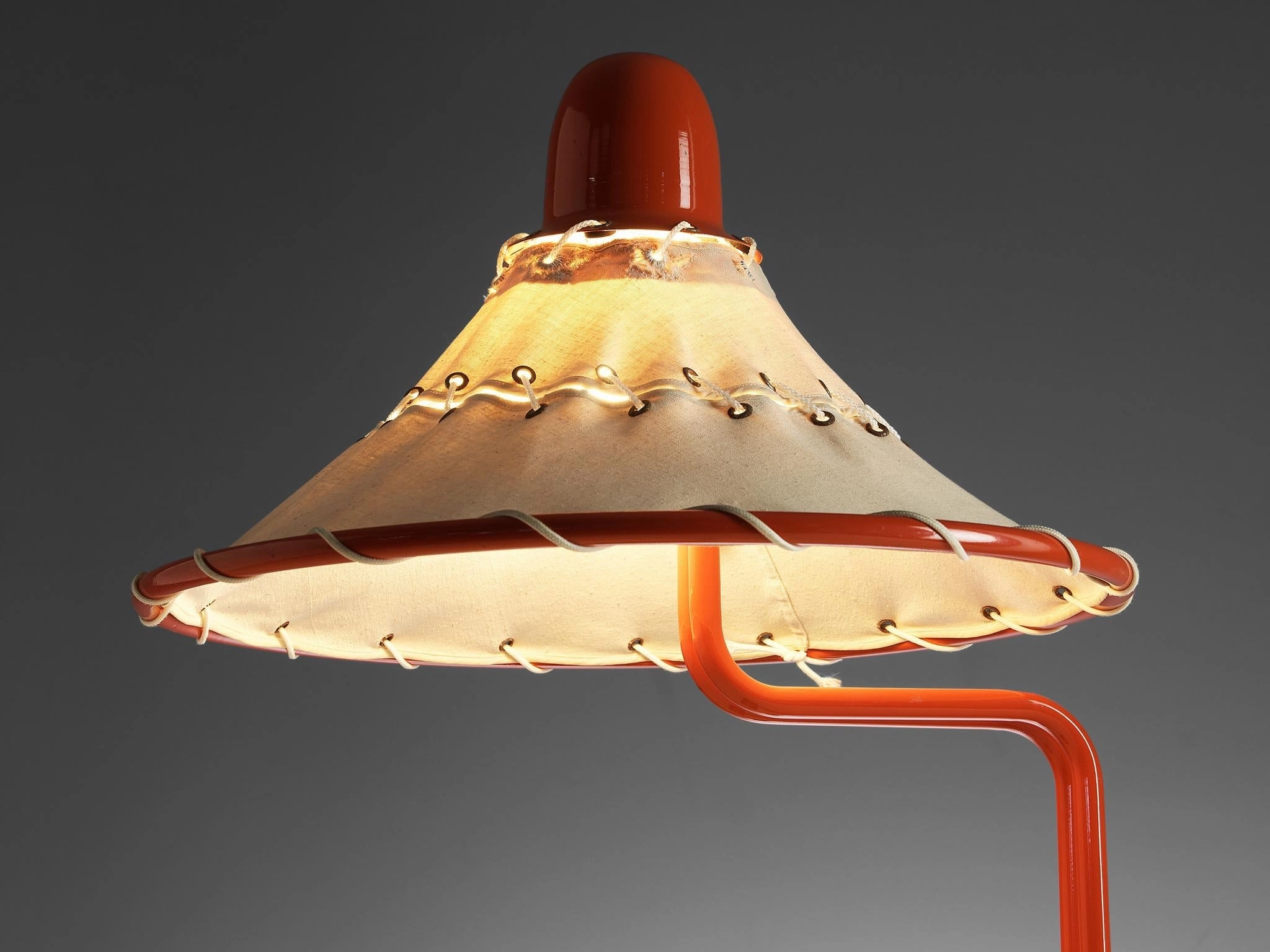 Ingrid of Sweden Table Lamp in Linen and Red Metal