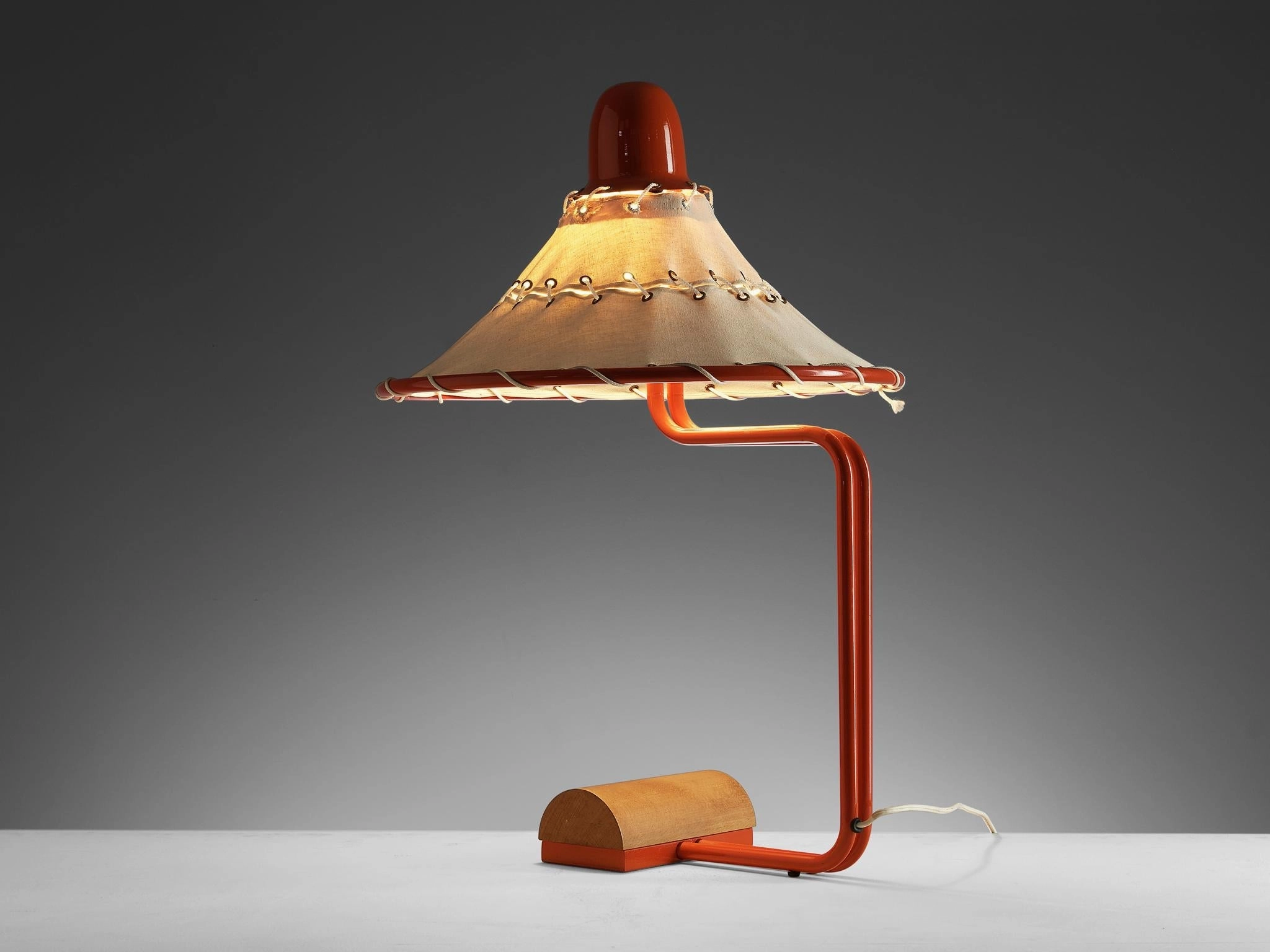Ingrid of Sweden Table Lamp in Linen and Red Metal