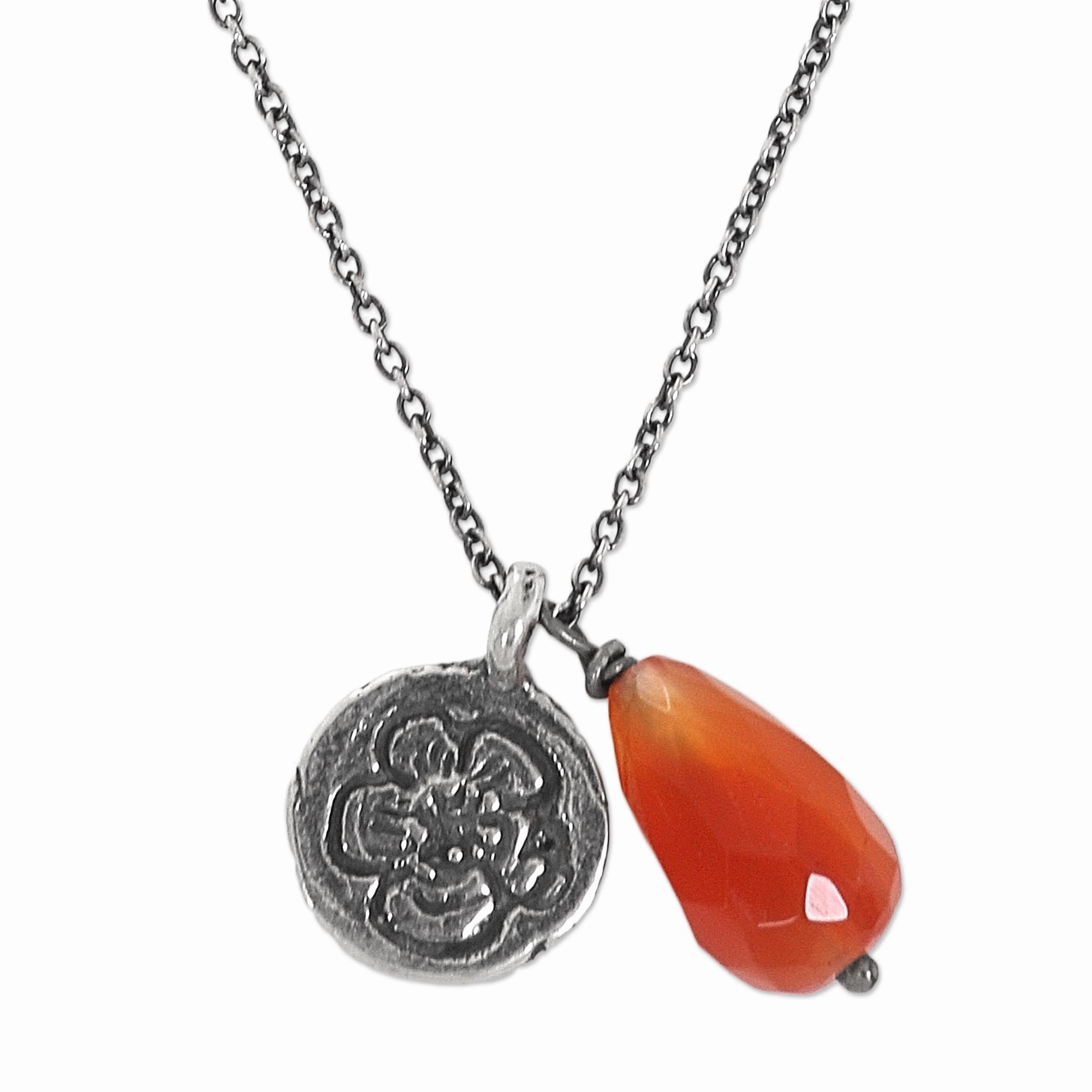 Inspiring Sunflower Carnelian Pendant Necklace