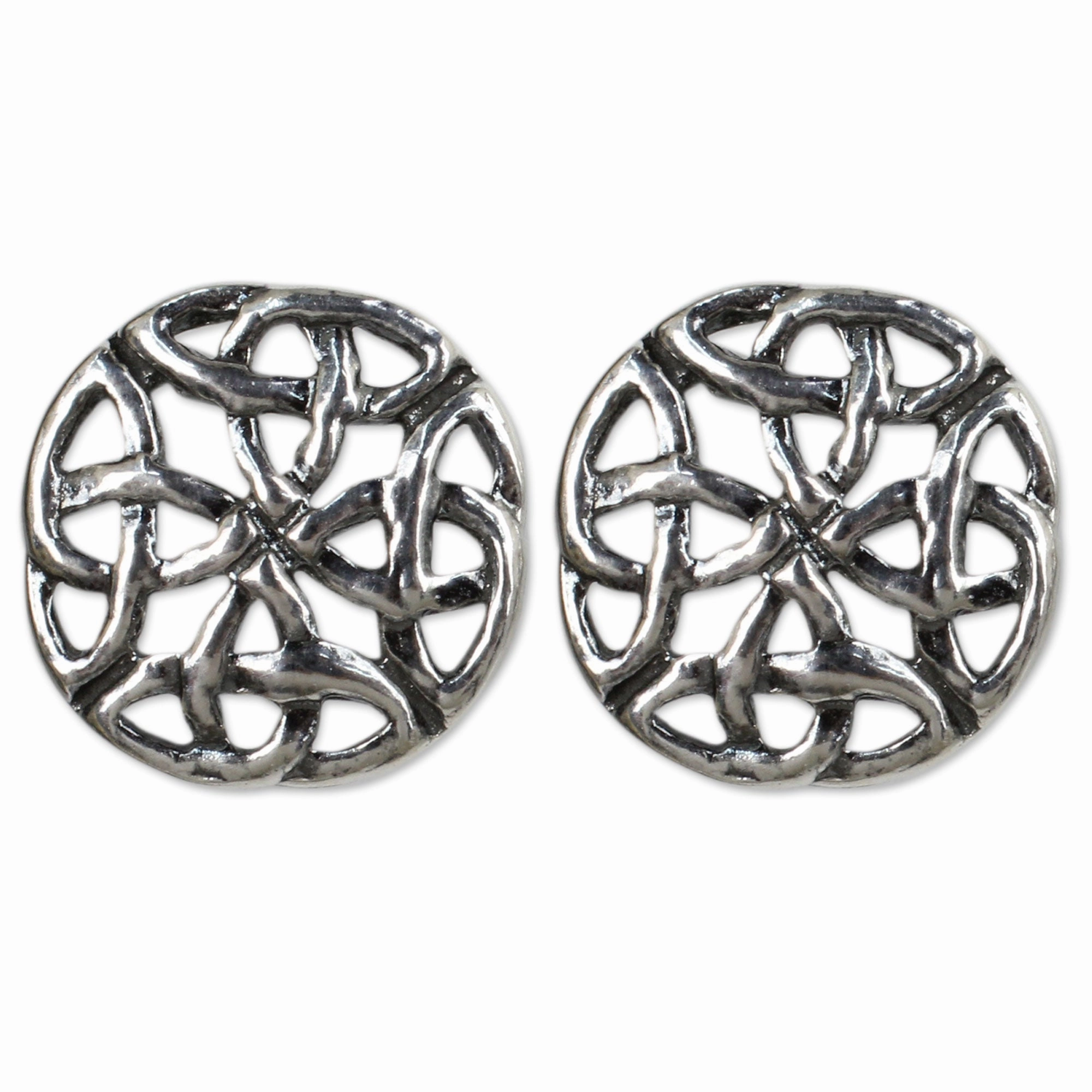 Intertwined Fair Trade Thai Sterling Silver Button Earrings