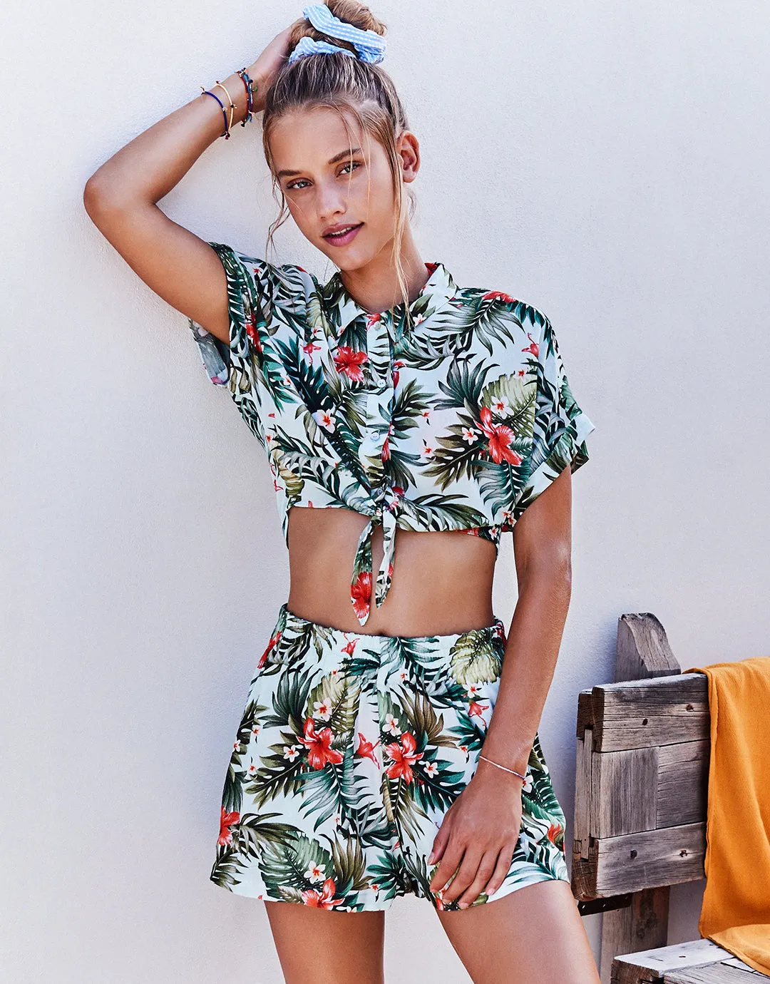 Iquitosvoil Kaimi Cropped Shirt - Sky