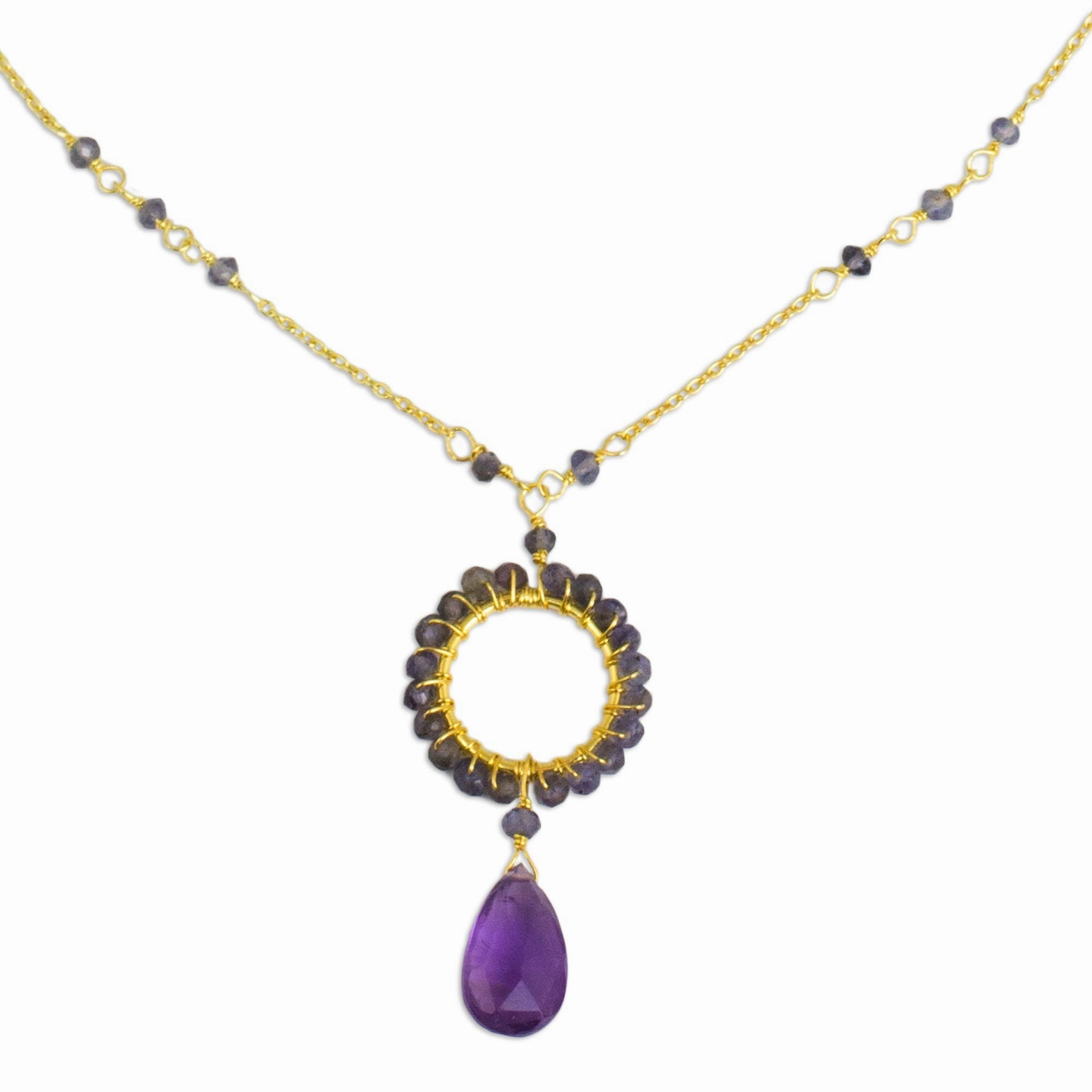 Iris Rain Gold Plated Silver Amethyst & Iolite Necklace
