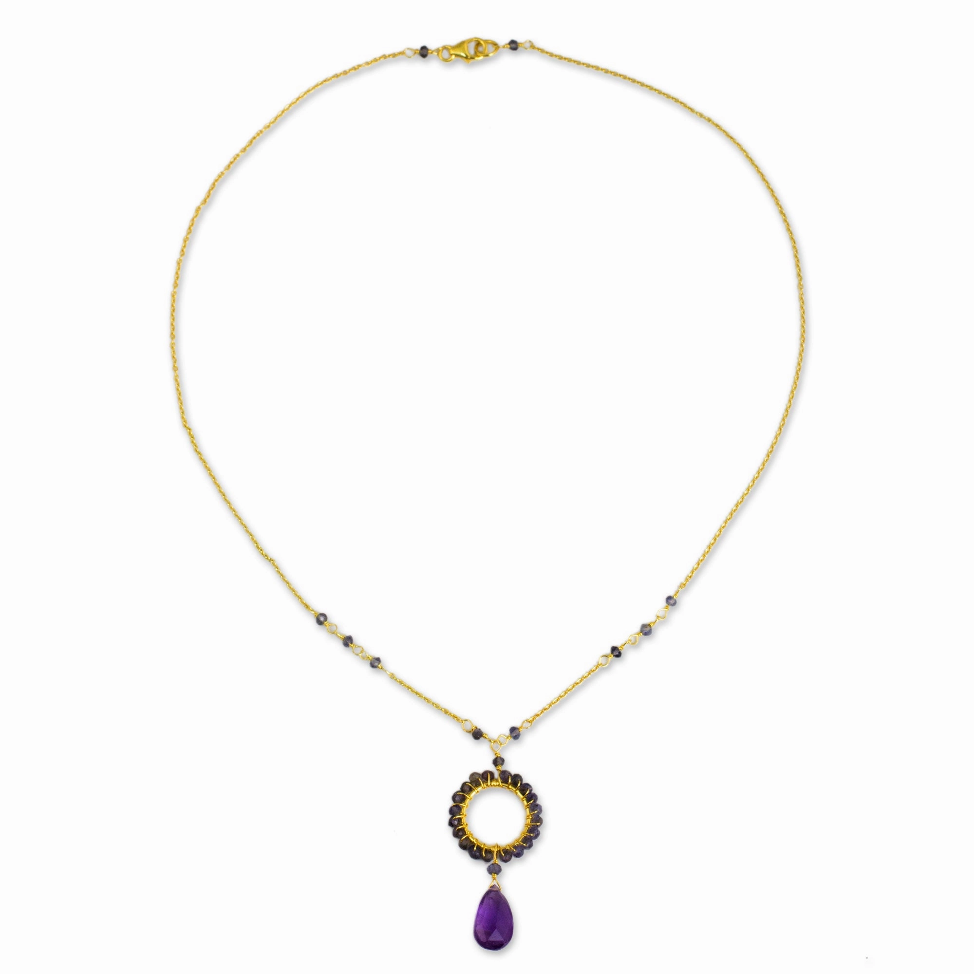 Iris Rain Gold Plated Silver Amethyst & Iolite Necklace