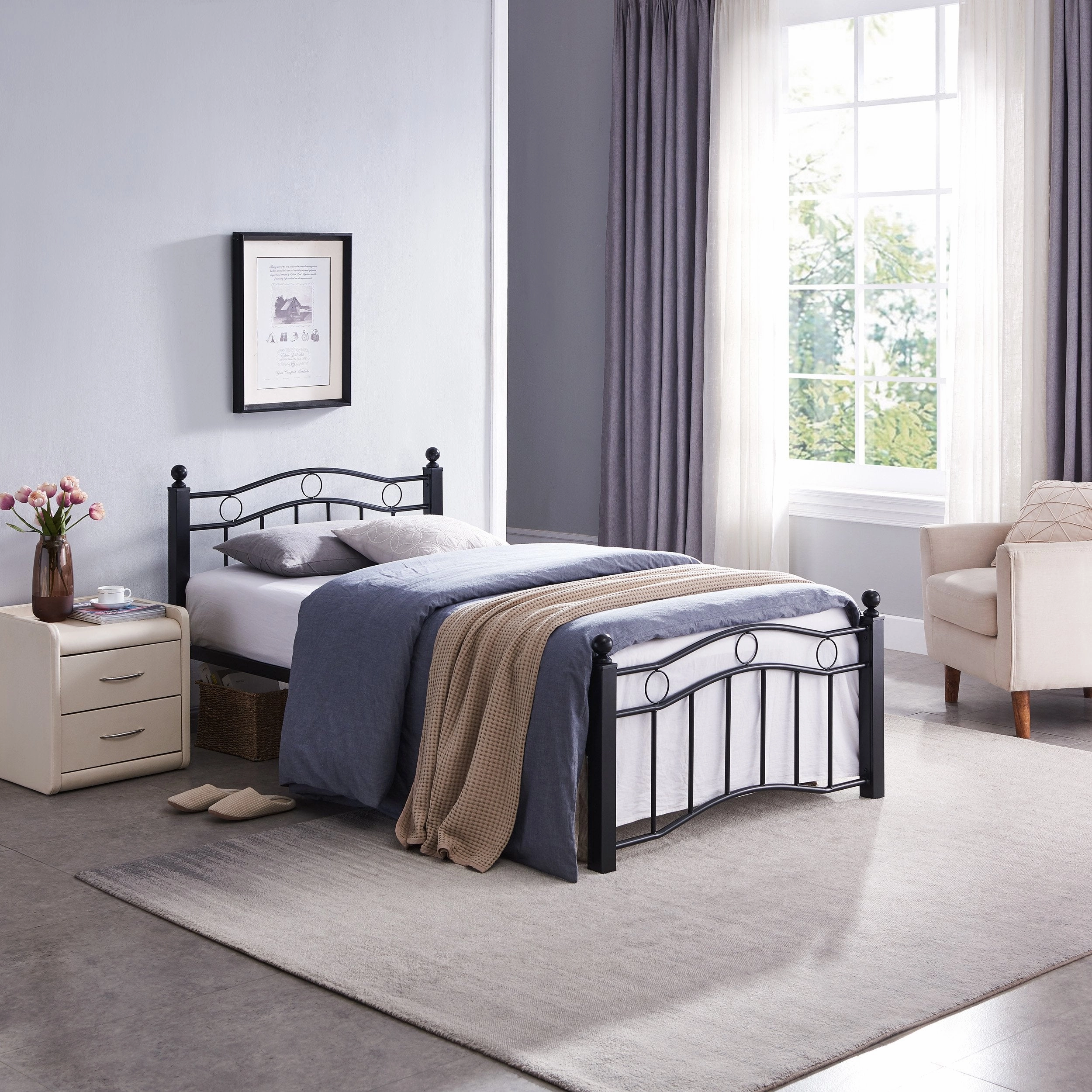 Iron Bed Frame - NH463113 throw blanket, decorative pillow