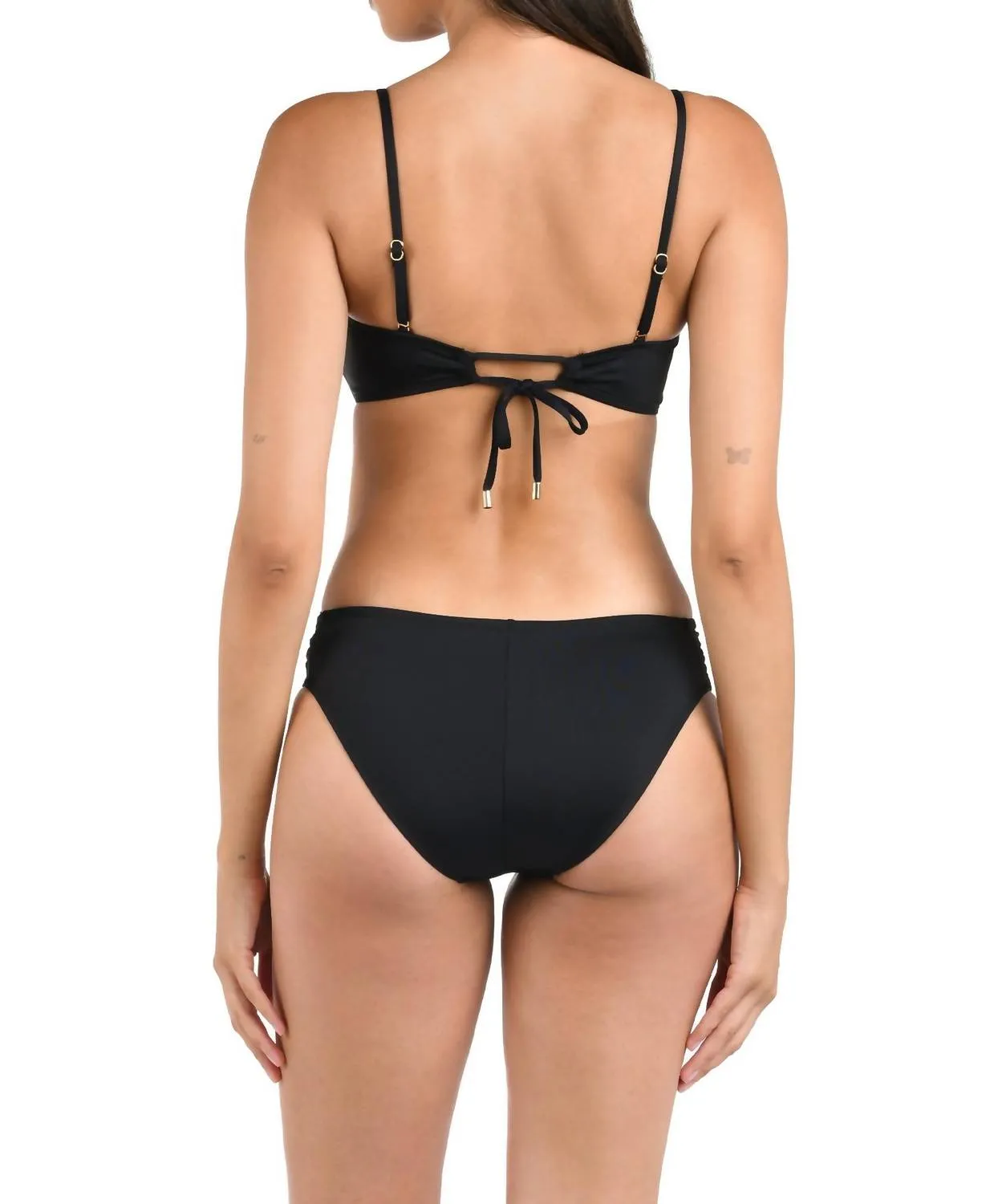 Island Goddess Side Shirred Hipster Bottom In Black