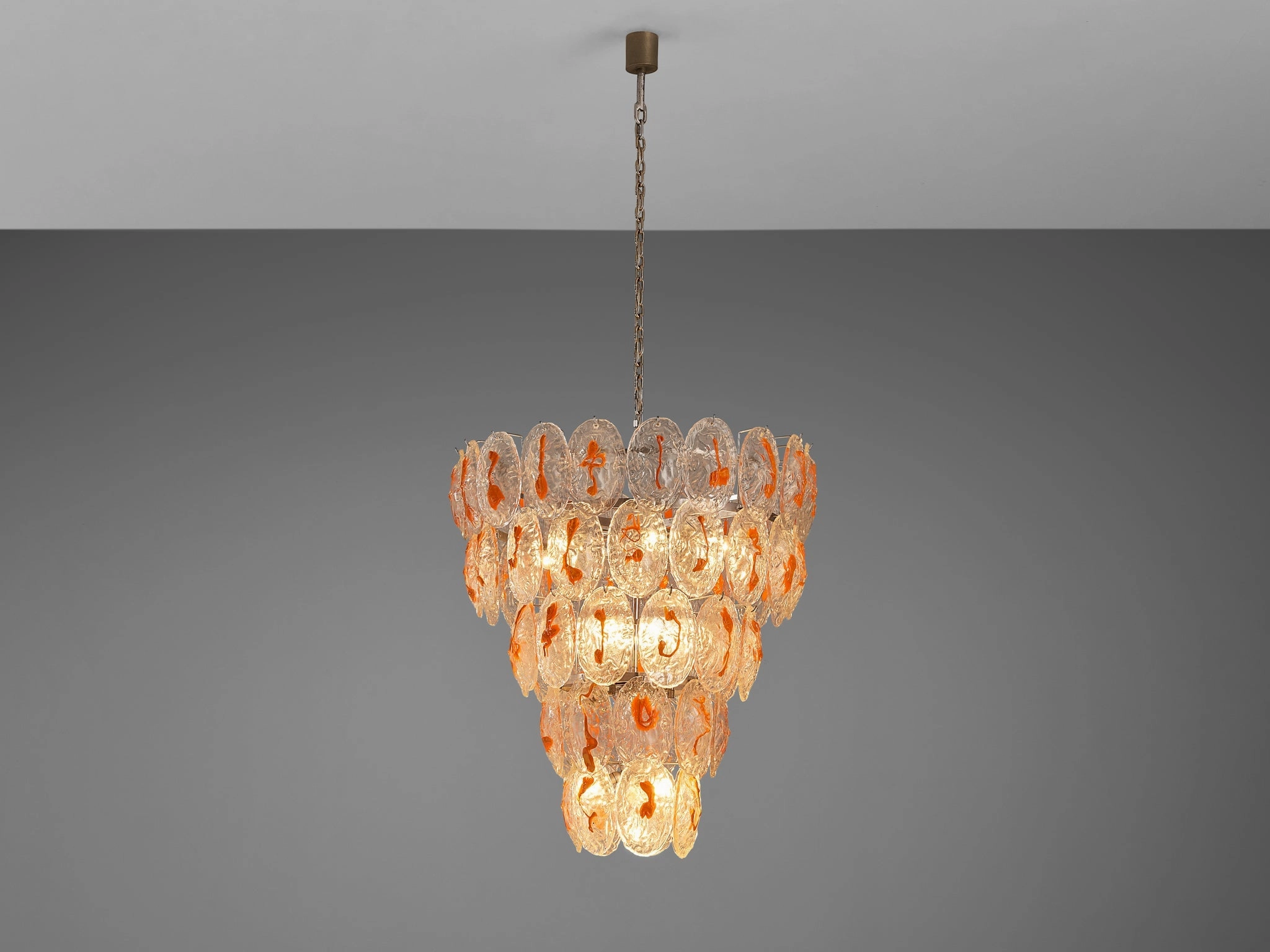 Italian Chandelier in Structured Glass with Orange Detailing Knife Set,Kitchen Knives