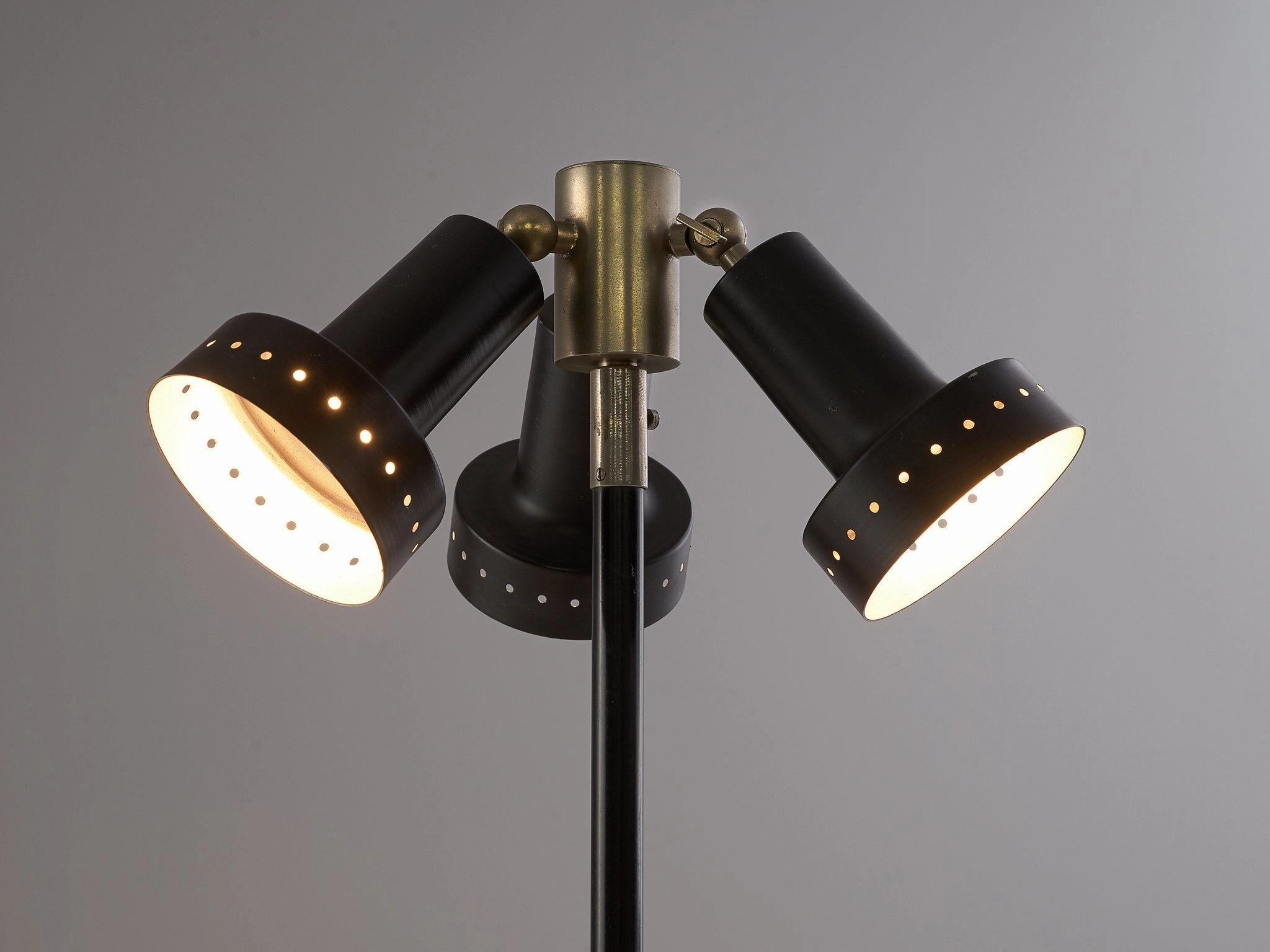 Italian Floor Lamp with Three Rotatable Shades in Black
