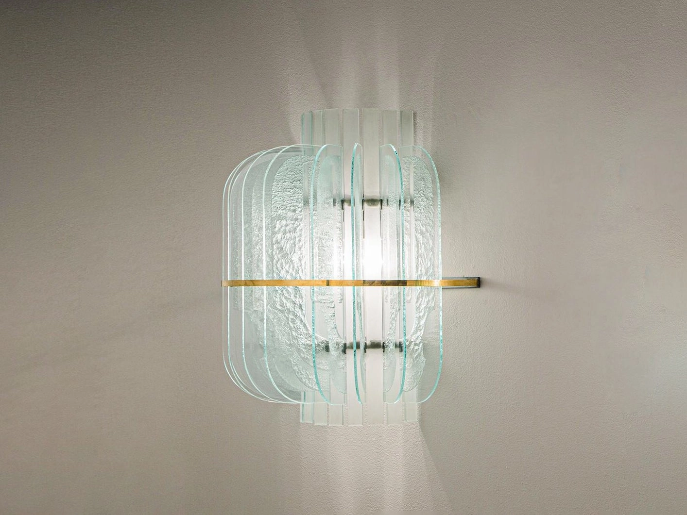 Italian Wall Light in Blue Glass and Brass