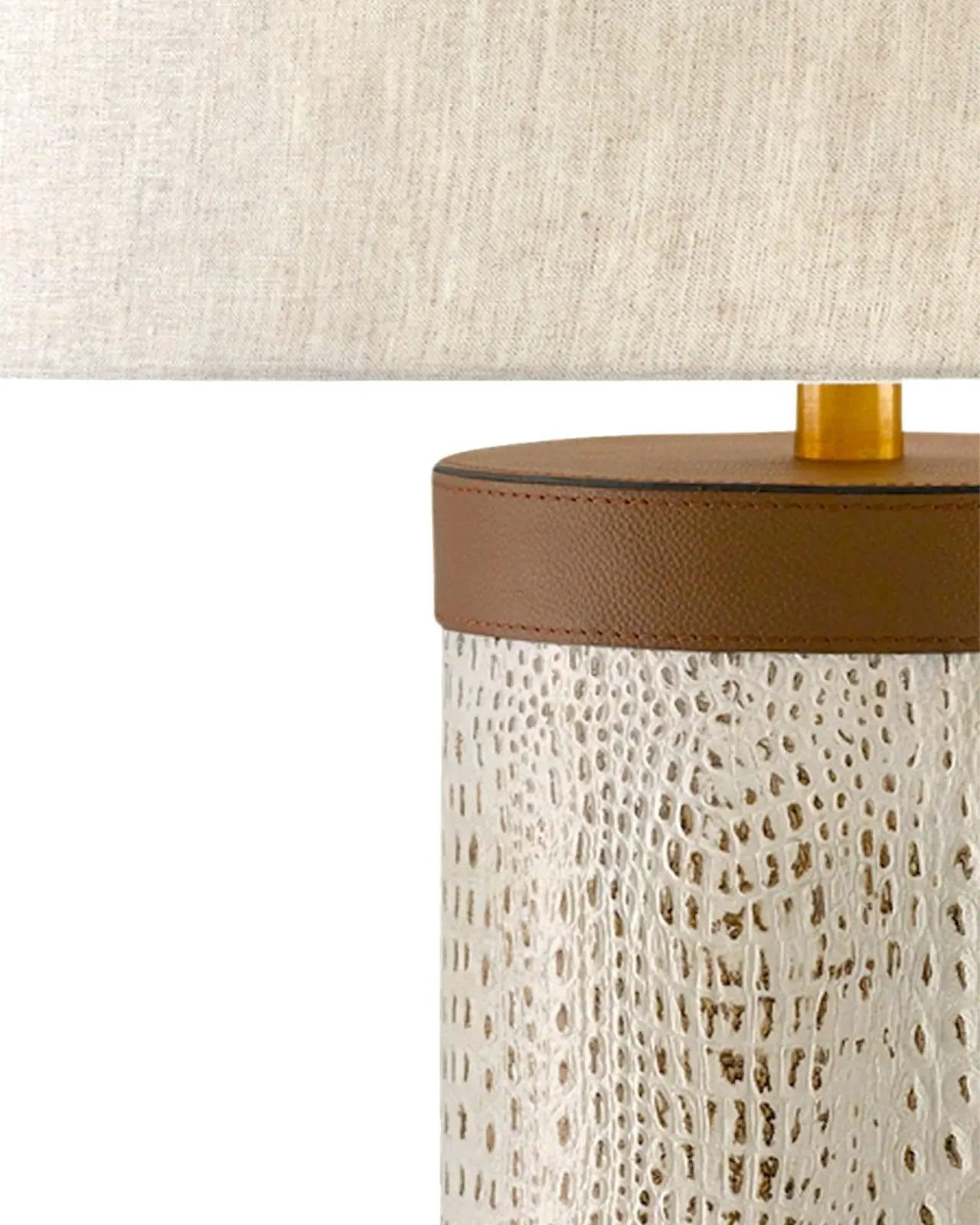 Ivory Croc Embossed Leather Table Lamp