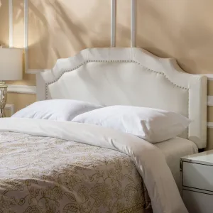 Ivory Fabric Queen/ Full Headboard - NH129892 wood bed frame, upholstered bed