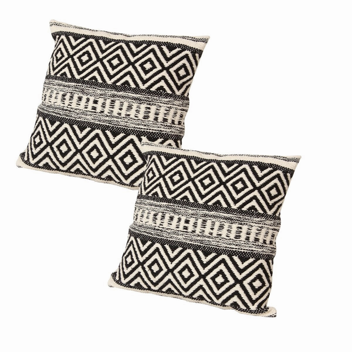Jacquard Accent Throw Pillows Set of 2, Square Cotton Pillows with Boho Diamond Pattern, 18 x 18 inch pillows,bed pillow,sleeping cushion