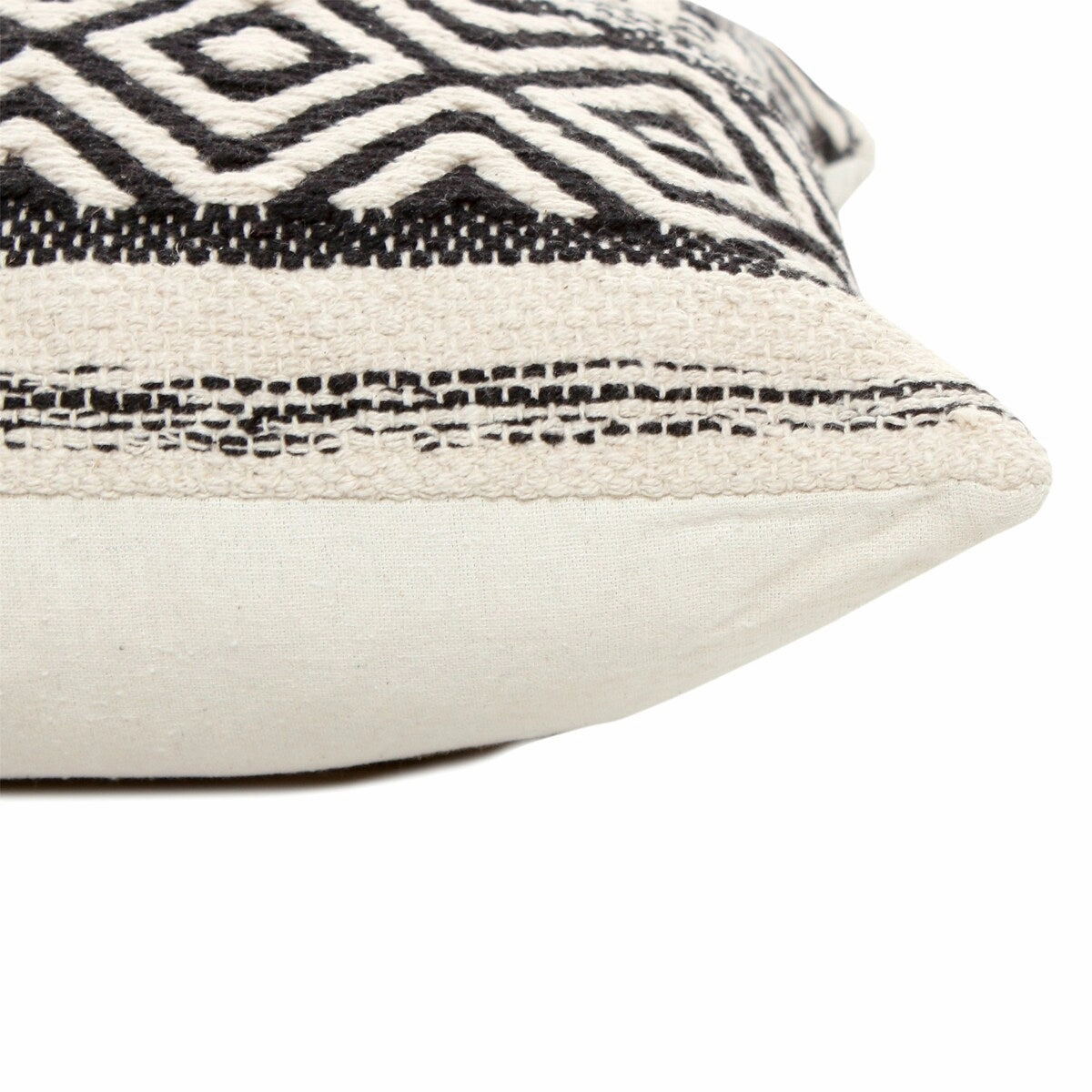 Jacquard Accent Throw Pillows Set of 2, Square Cotton Pillows with Boho Diamond Pattern, 18 x 18 inch