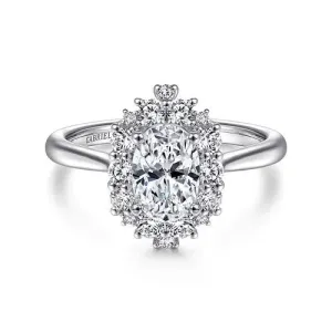 Jada - 14K White Gold Oval Halo Diamond Engagement Ring (Setting Only)