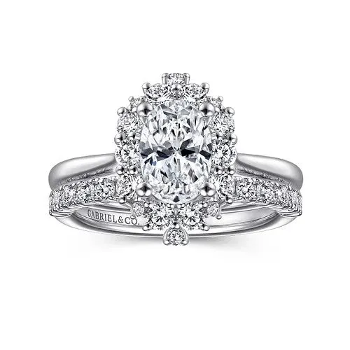 Jada - 14K White Gold Oval Halo Diamond Engagement Ring (Setting Only)
