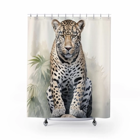Jaguar Shower Curtain | Safari Jungle Animal, Beautiful Shower Curtain Lighting,Home Lighting