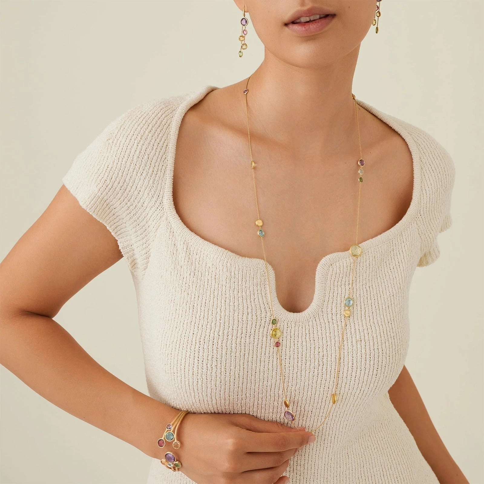 Jaipur Long Mixed Gemstone Necklace