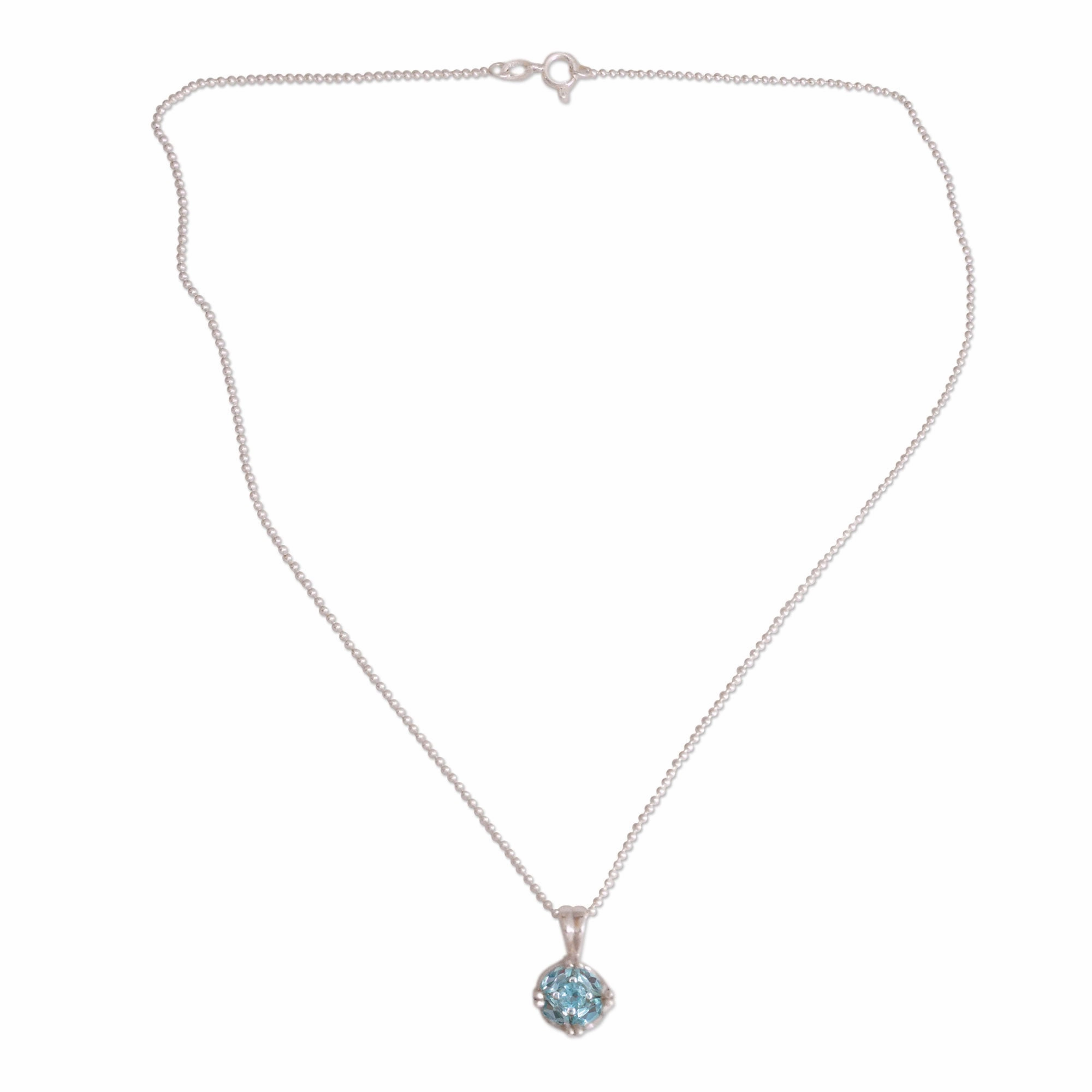 Jaipur Star Blue Topaz Pendant in Women's Sterling Silver Necklace