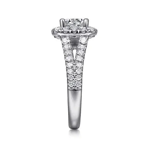James - 14K White Gold Cushion Halo Round Diamond Engagement Ring