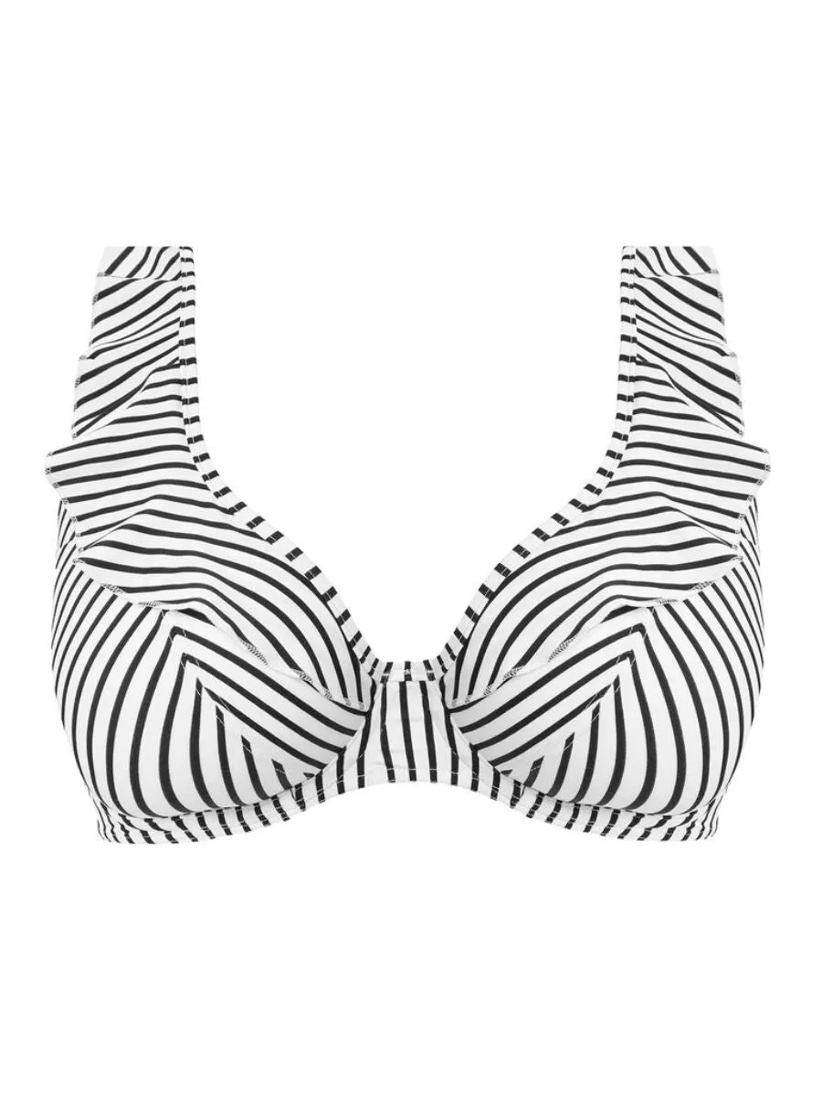 Jewel Cove High Apex Bikini Top - Stripe Black