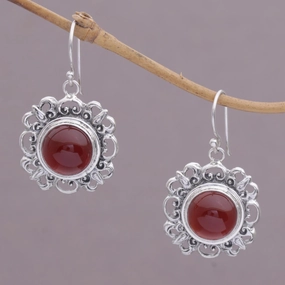Jewel of Bali Carnelian and Sterling Silver Dangle Earrings from Indonesia
