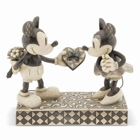 Jim Shore Black & White Mickey & Minnie Mouse "Real Sweetheart" Figurine Decorative Mirror,Home Decor Mirror