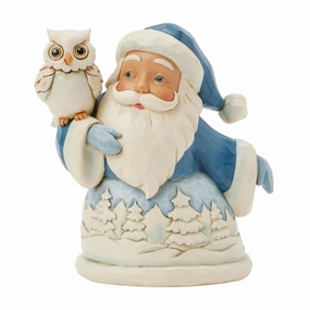Jim Shore Blue Santa with Owl Mini Figurine 3.94" Decorative Mirror,Home Decor Mirror