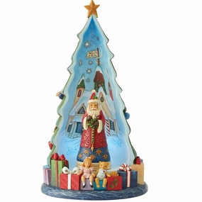Jim Shore by Enesco Santa in Lighted Tree 11" Figurine Decorative Mirror,Home Decor Mirror