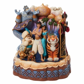 Jim Shore Disney Aladdin with Princess Jasmine Carved by Heart Figurine "A Wondrous Place" Decorative Mirror,Home Decor Mirror