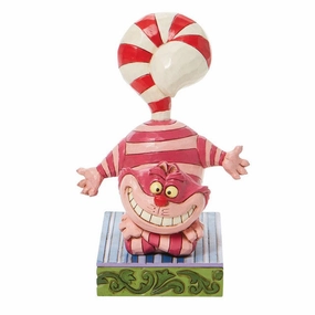 Jim Shore Disney Personality Pose Cheshire Cat with Candy Cane Tail Candy Cane Cheer Figurine Decorative Mirror,Home Decor Mirror