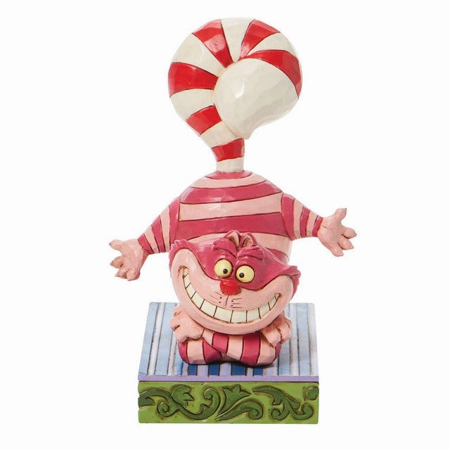 Jim Shore Disney Personality Pose Cheshire Cat with Candy Cane Tail Candy Cane Cheer Figurine Decorative Mirror,Home Decor Mirror