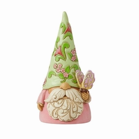 Jim Shore Gnome with Spring Floral Hat Holding a Butterfly "Garden Guest" Figurine 5.25" Decorative Mirror,Home Decor Mirror