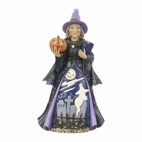 Jim Shore Halloween Witch with Jack-O-Lantern & Graveyard Scene Fear is Near Figurine Decorative Mirror,Home Decor Mirror