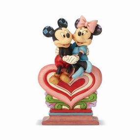 Jim Shore Mickey and Minnie Mouse Sitting on Heart Figurine Decorative Mirror,Home Decor Mirror