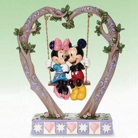 Jim Shore Mickey and Minnie Sweethearts in Swing Figurine Decorative Mirror,Home Decor Mirror