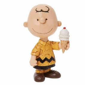 Jim Shore Peanuts Mini Charlie Brown Holding Ice Cream Cone Figurine Decorative Mirror,Home Decor Mirror