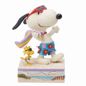 Jim Shore Peanuts Snoopy & Woodstock at Beach Figurine Decorative Mirror,Home Decor Mirror