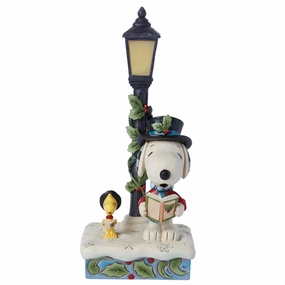 Jim Shore Snoopy & Woodstock Lamp Post Figurine Decorative Mirror,Home Decor Mirror