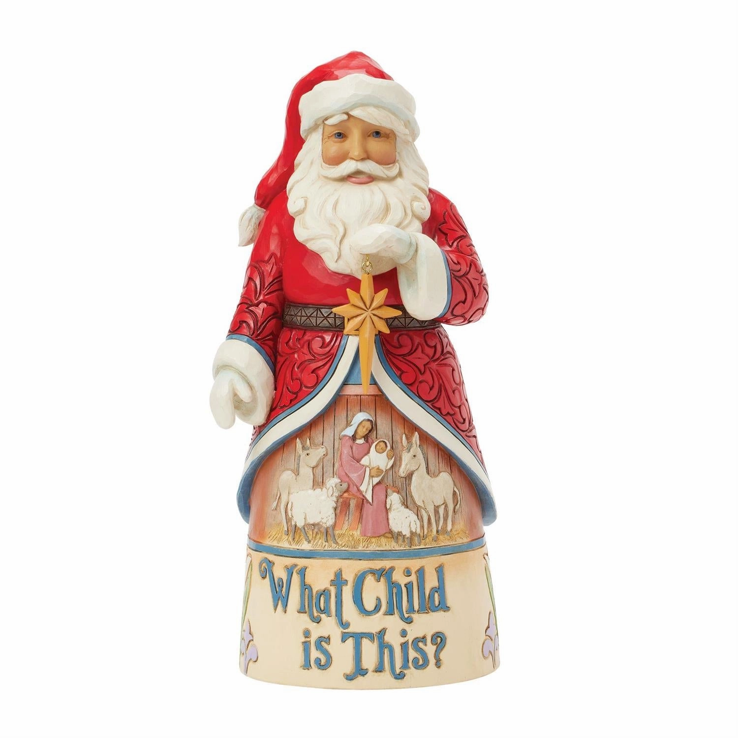 Jim Shore What Child Is This Santa Song with Nativity Mary and Baby Figurine 10" Decorative Mirror,Home Decor Mirror