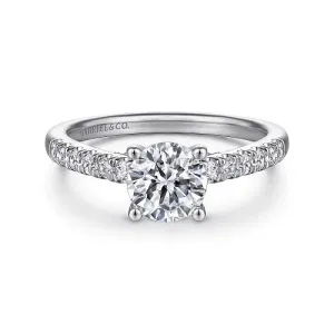 Jones - 14K White Gold Round Diamond Engagement Ring (Setting Only)