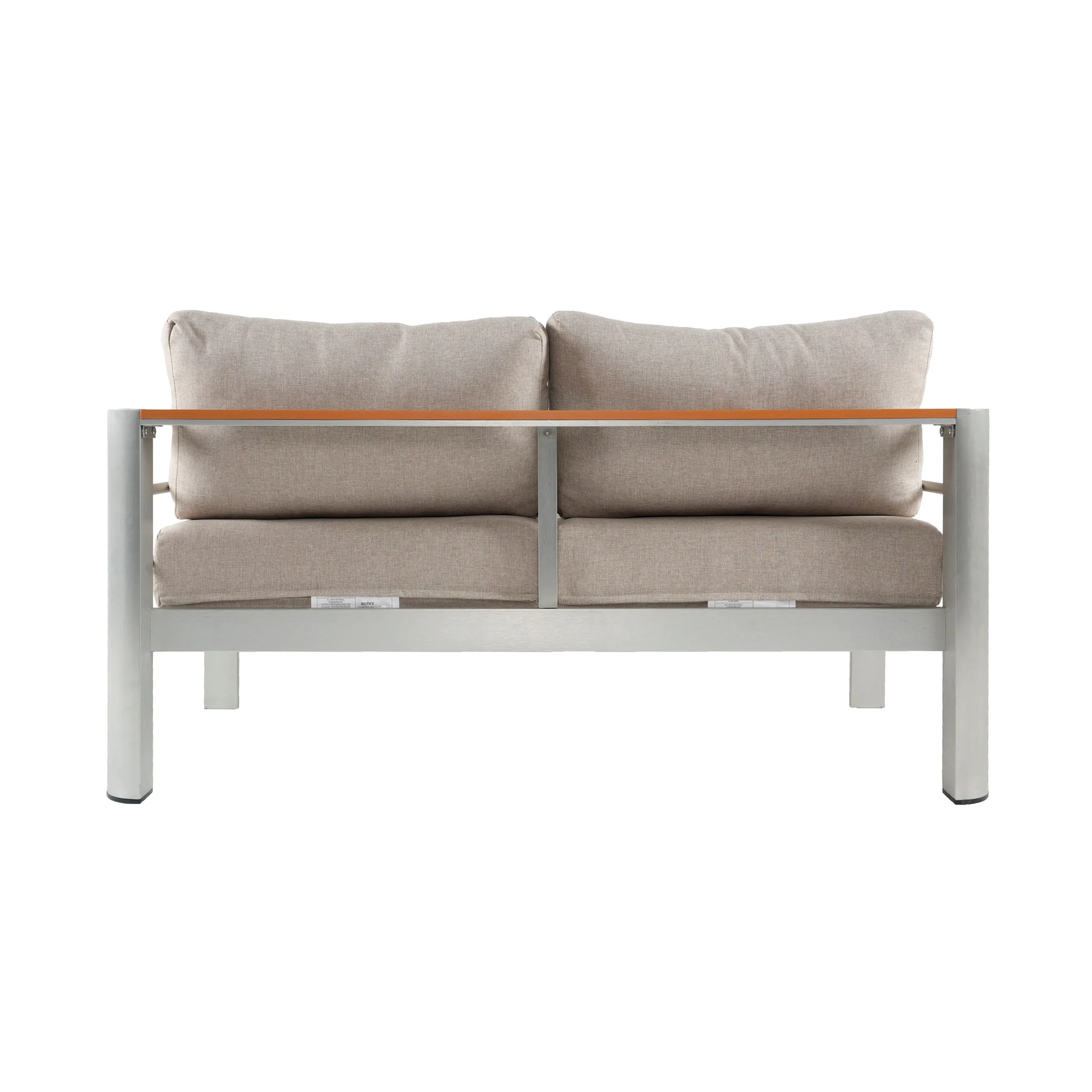 Jorsans Aluminum Outdoor Patio Loveseat with Beige Cushions